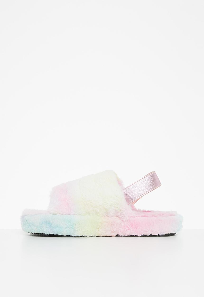 Rebel Republic - Girls fluffy slide slipper - multi