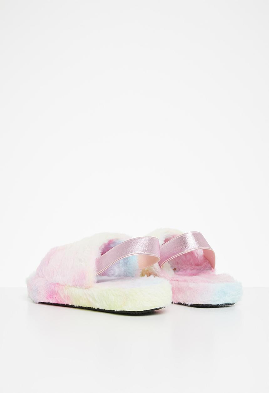 Rebel Republic - Girls fluffy slide slipper - multi