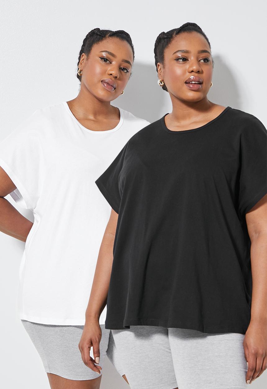 Superbalist - 2-pack grown on sleeve inset tee - black & white 