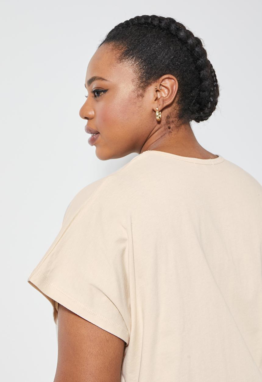 Superbalist - 2-pack grown on sleeve inset tee - stone & white 