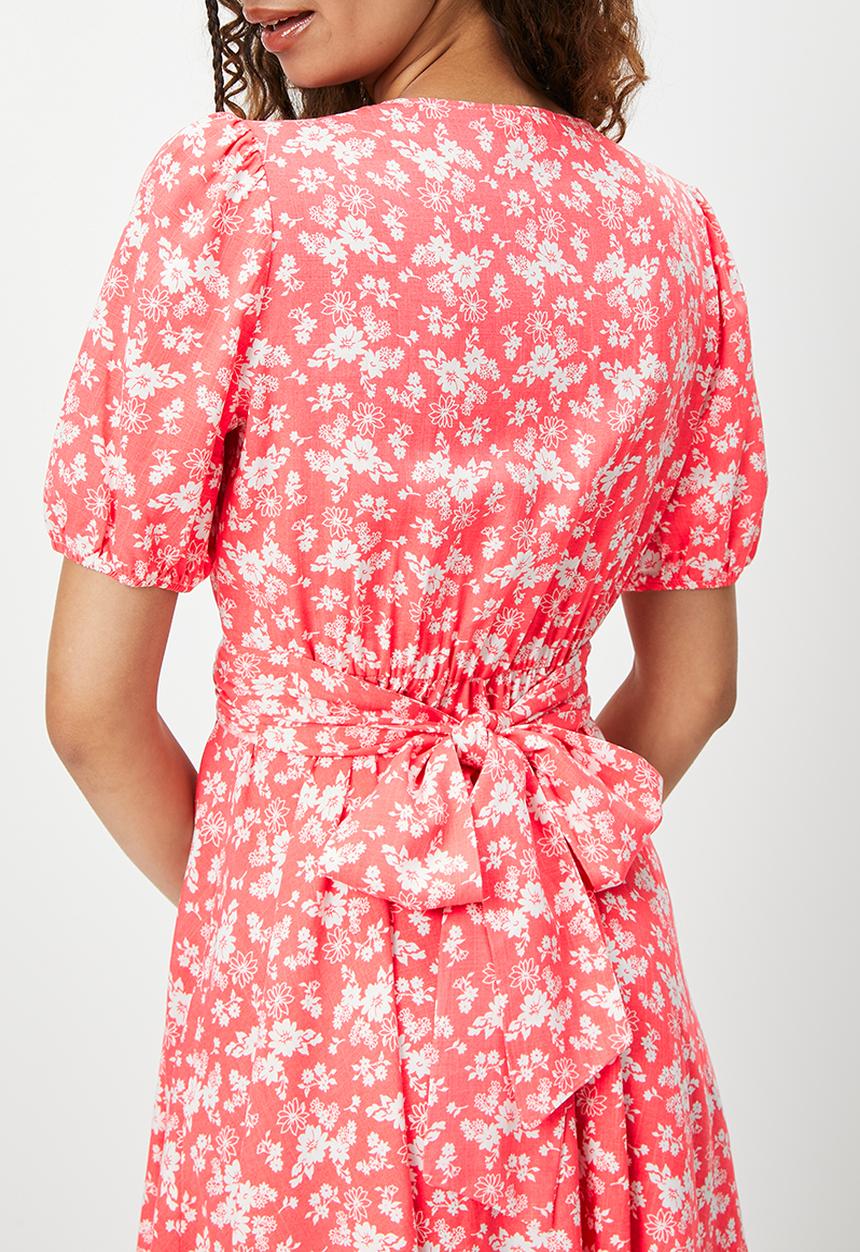 Blake - Fit and flare wrap front mini - pink
