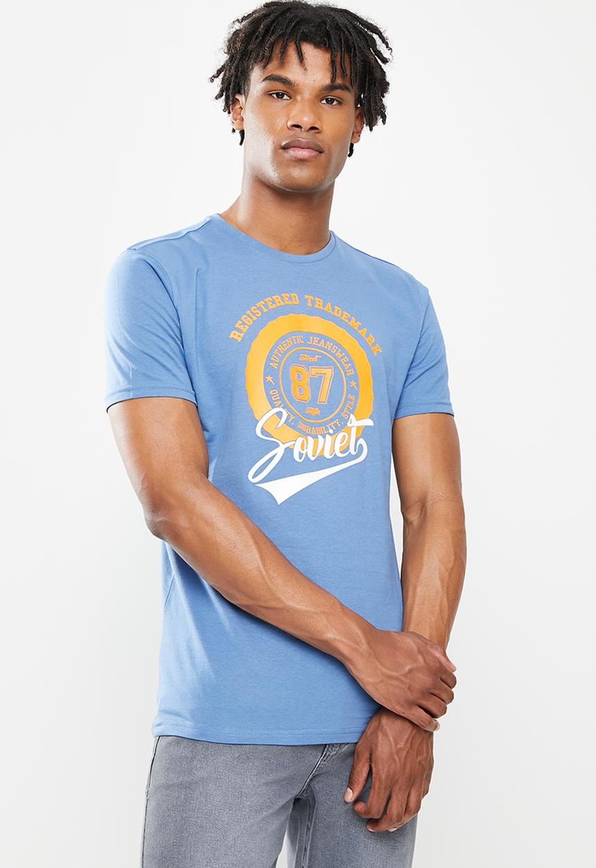 SOVIET - M trafford short sleeve logo tee  - blue 