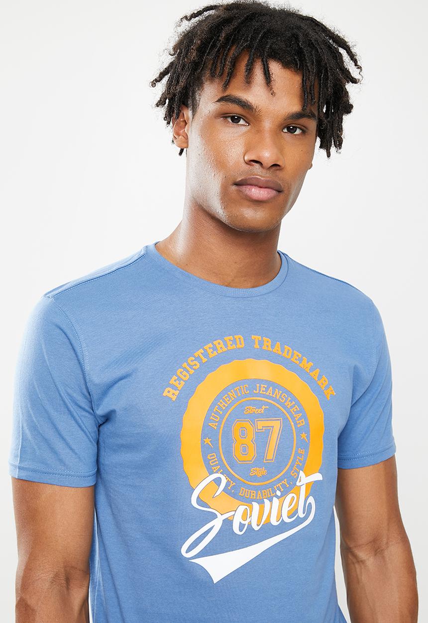 SOVIET - M trafford short sleeve logo tee  - blue 