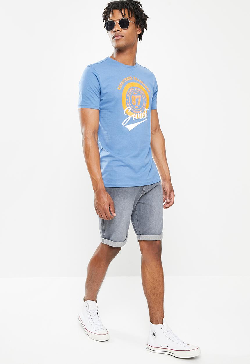 SOVIET - M trafford short sleeve logo tee  - blue 