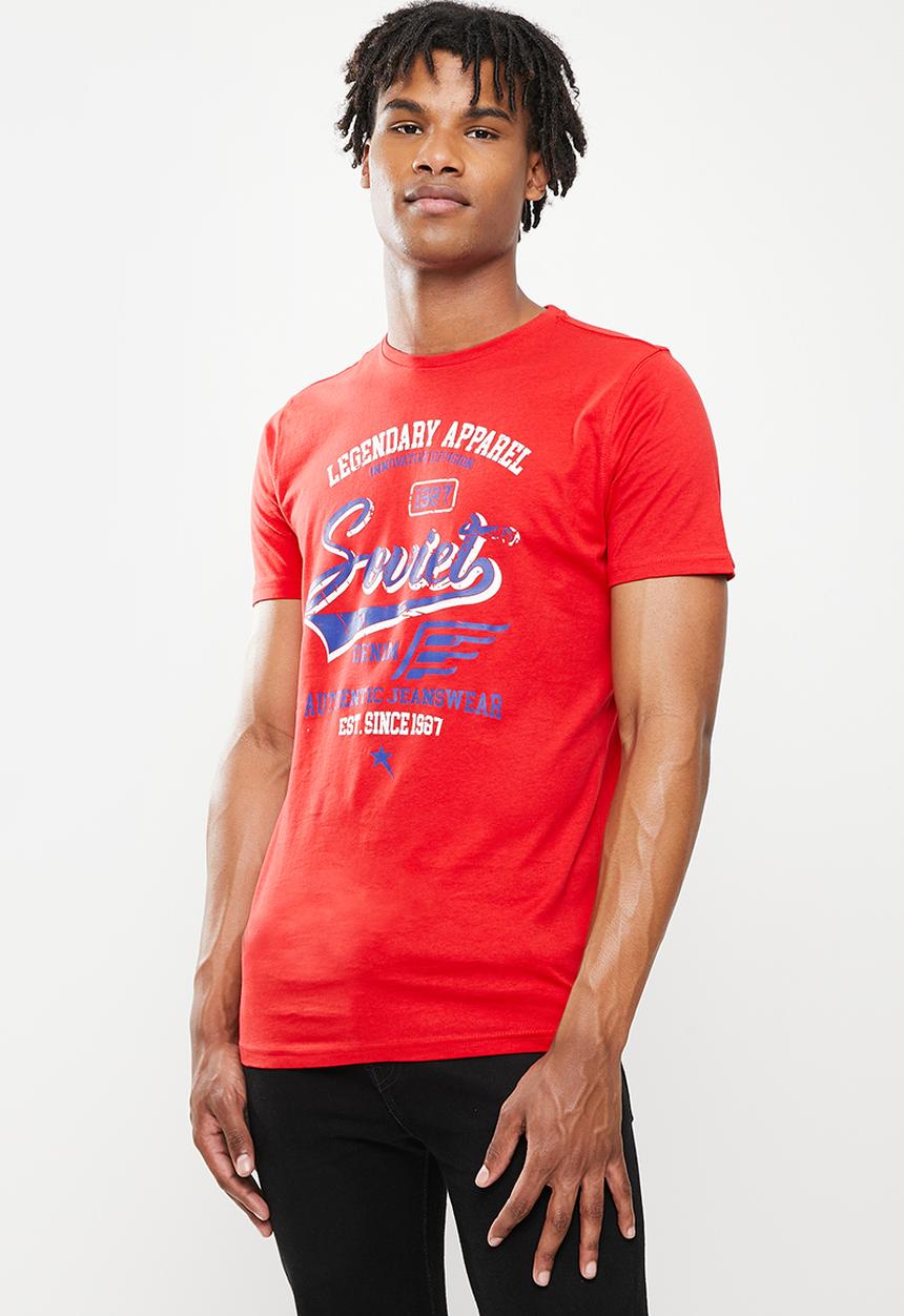SOVIET - M sparks short sleeve logo tee  - red