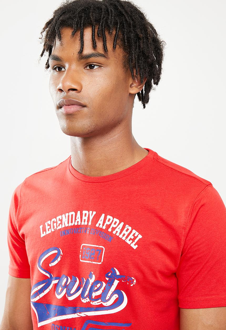SOVIET - M sparks short sleeve logo tee  - red