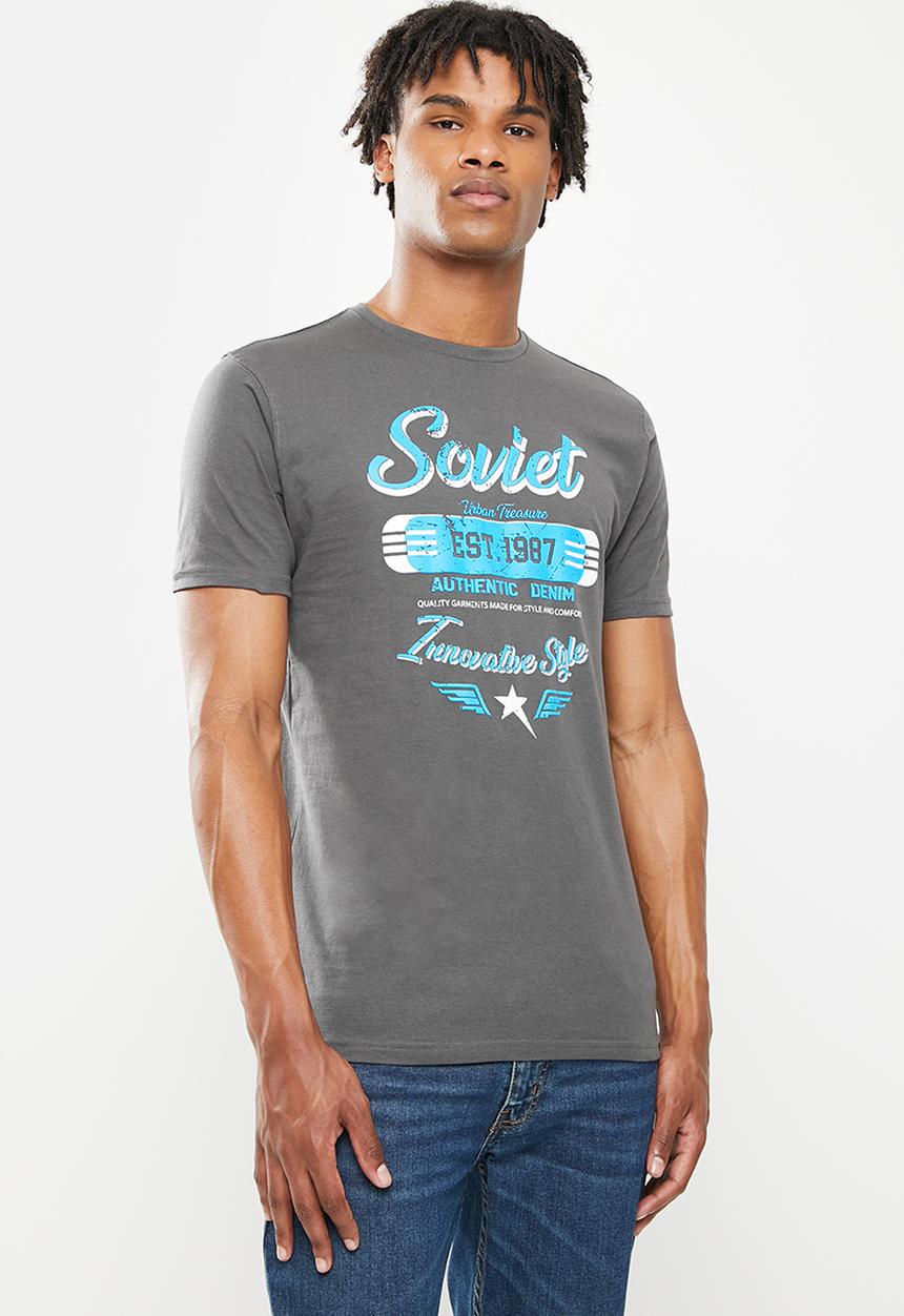 SOVIET - M ward short sleeve logo tee  - dark grey