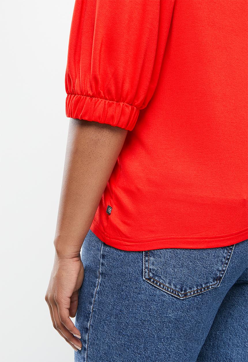 Me&B - Plus basic puff sleeve tee - red