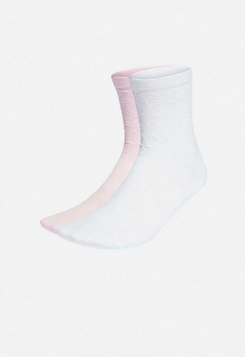 adidas Originals - Jacq tref 2-pack crew socks - white & pink 