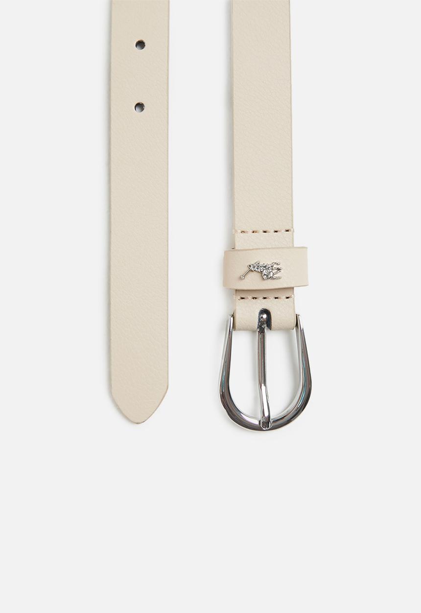 POLO - Zoe classic coated leather belt - cream