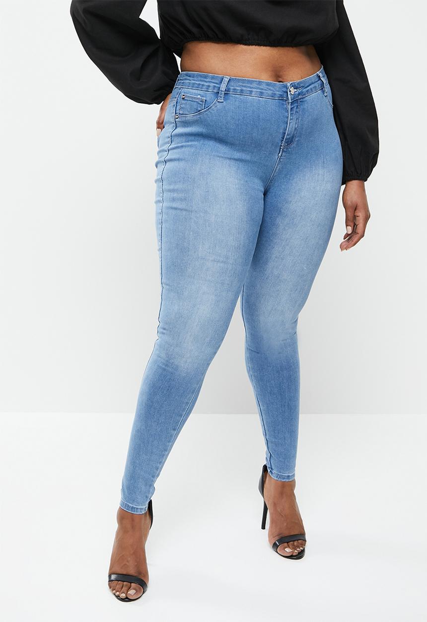 Missguided - Curve anarchy mid rise skinny jeans - blue
