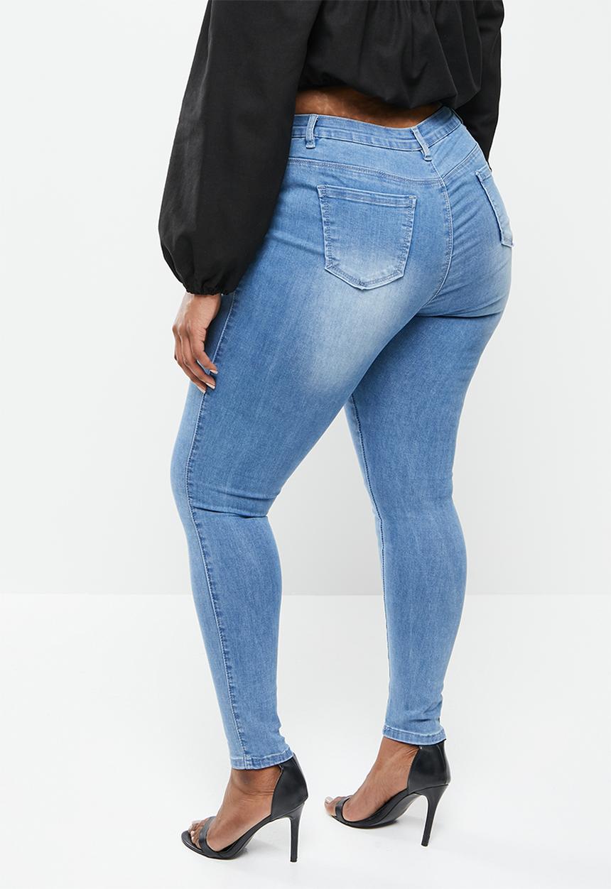 Missguided - Curve anarchy mid rise skinny jeans - blue