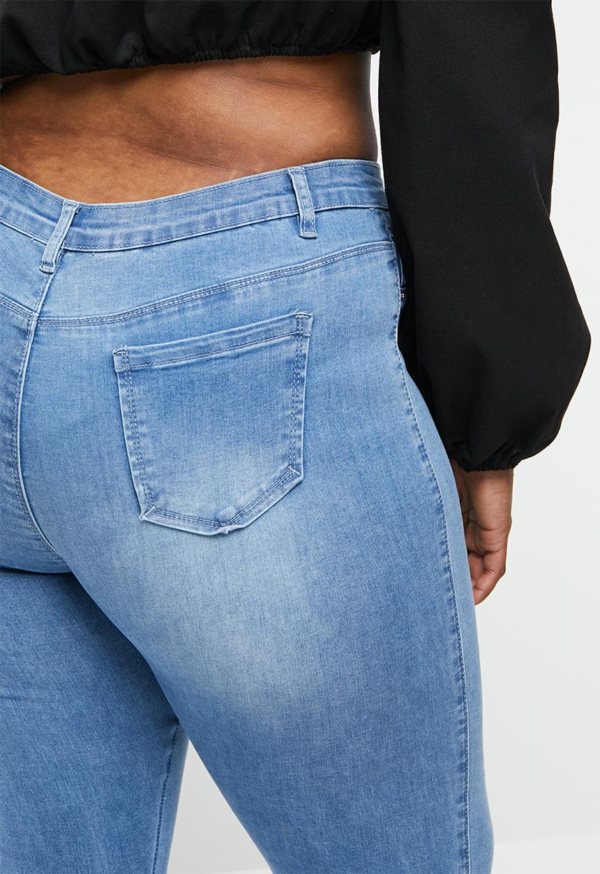 Missguided - Curve anarchy mid rise skinny jeans - blue