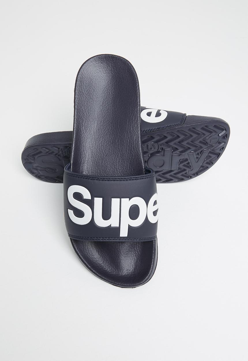Superdry. - Classic superdry pool slider - navy