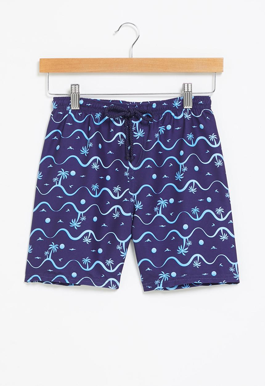 Rebel Republic - Tween boys printed swimshort - blue