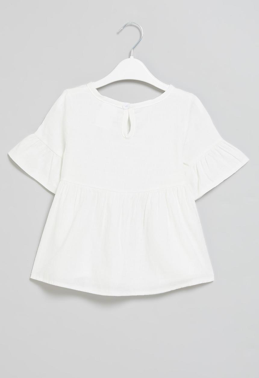 Pop Candy - Baby girls tiered top - white