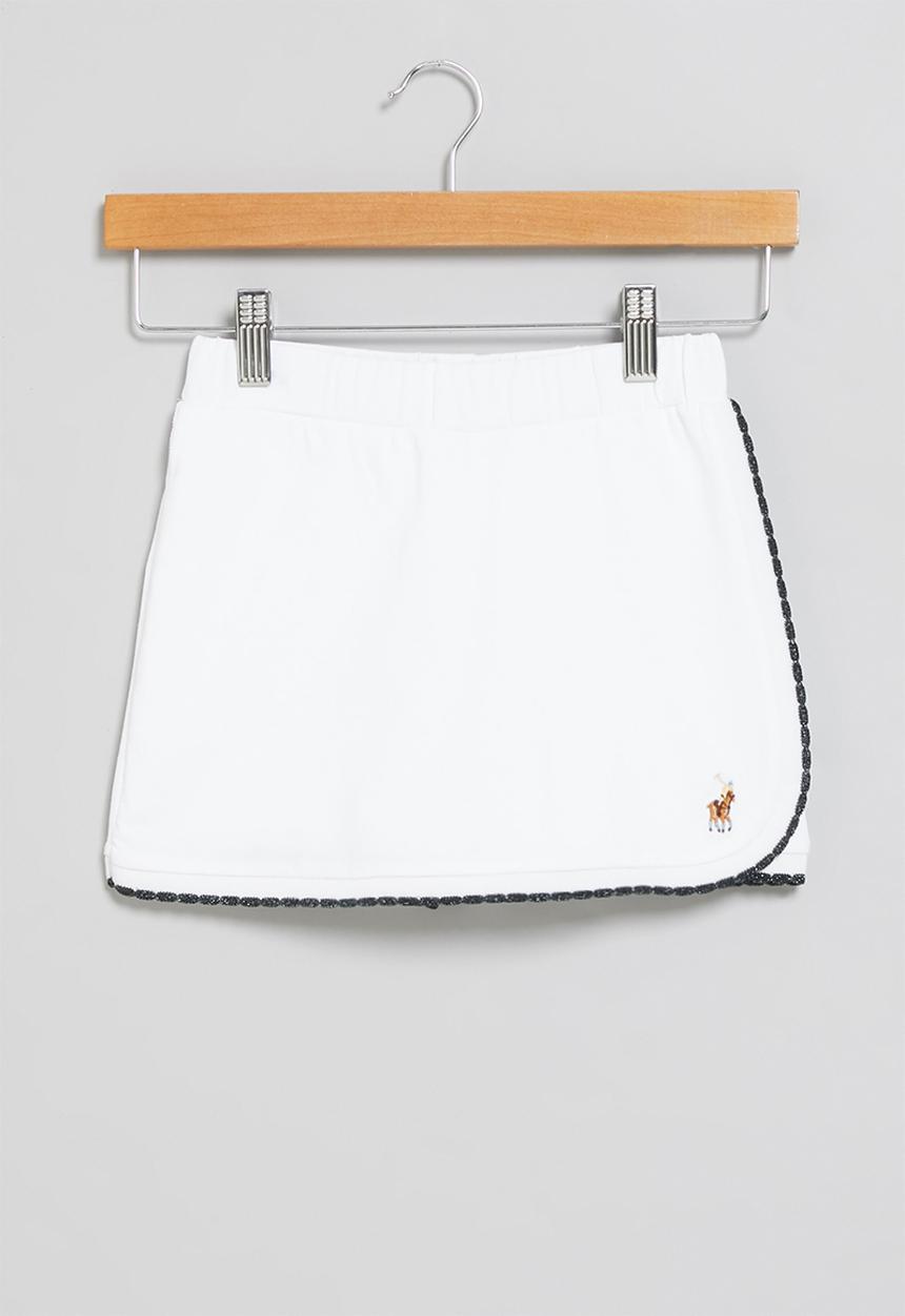 POLO - Girls addison scalloped wrap short - white