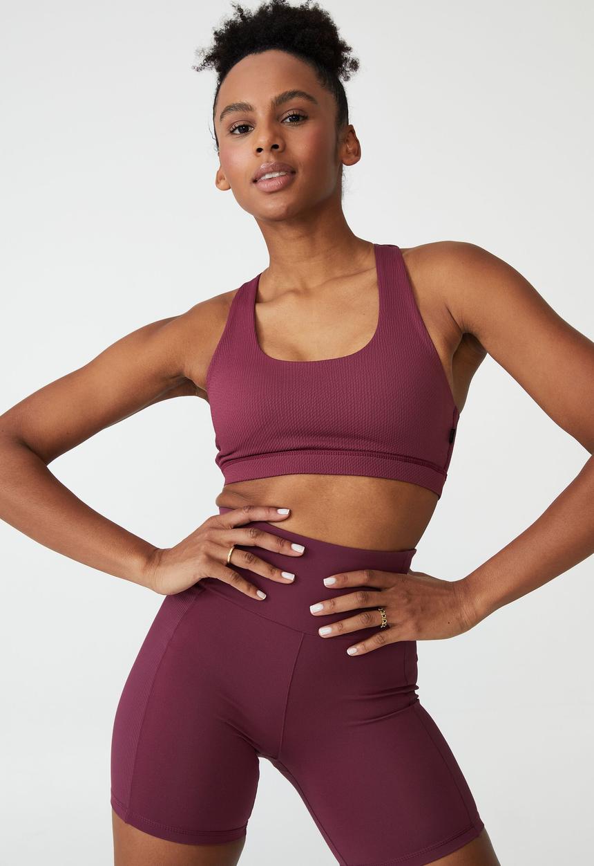 Cotton On - Workout cut out crop - pinot rose texture