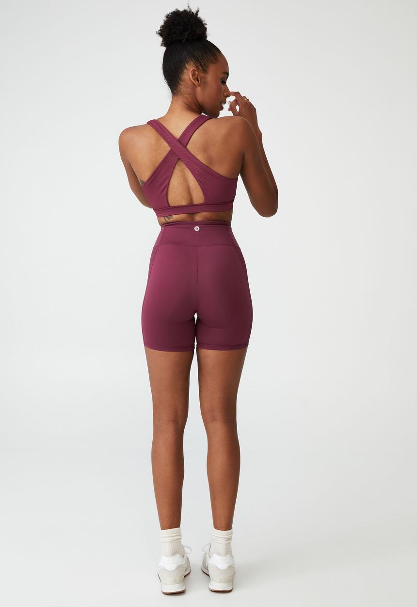 Cotton On - Workout cut out crop - pinot rose texture