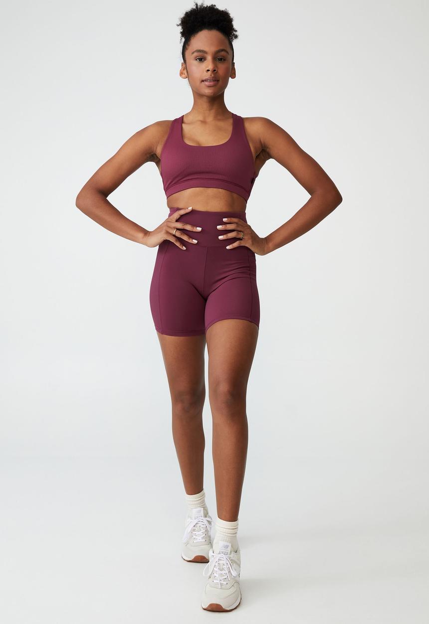 Cotton On - Workout cut out crop - pinot rose texture