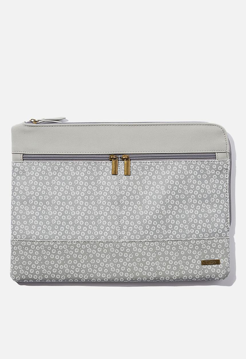 Typo - Oxford 13 inch laptop case pu - stamped daisy greyscale