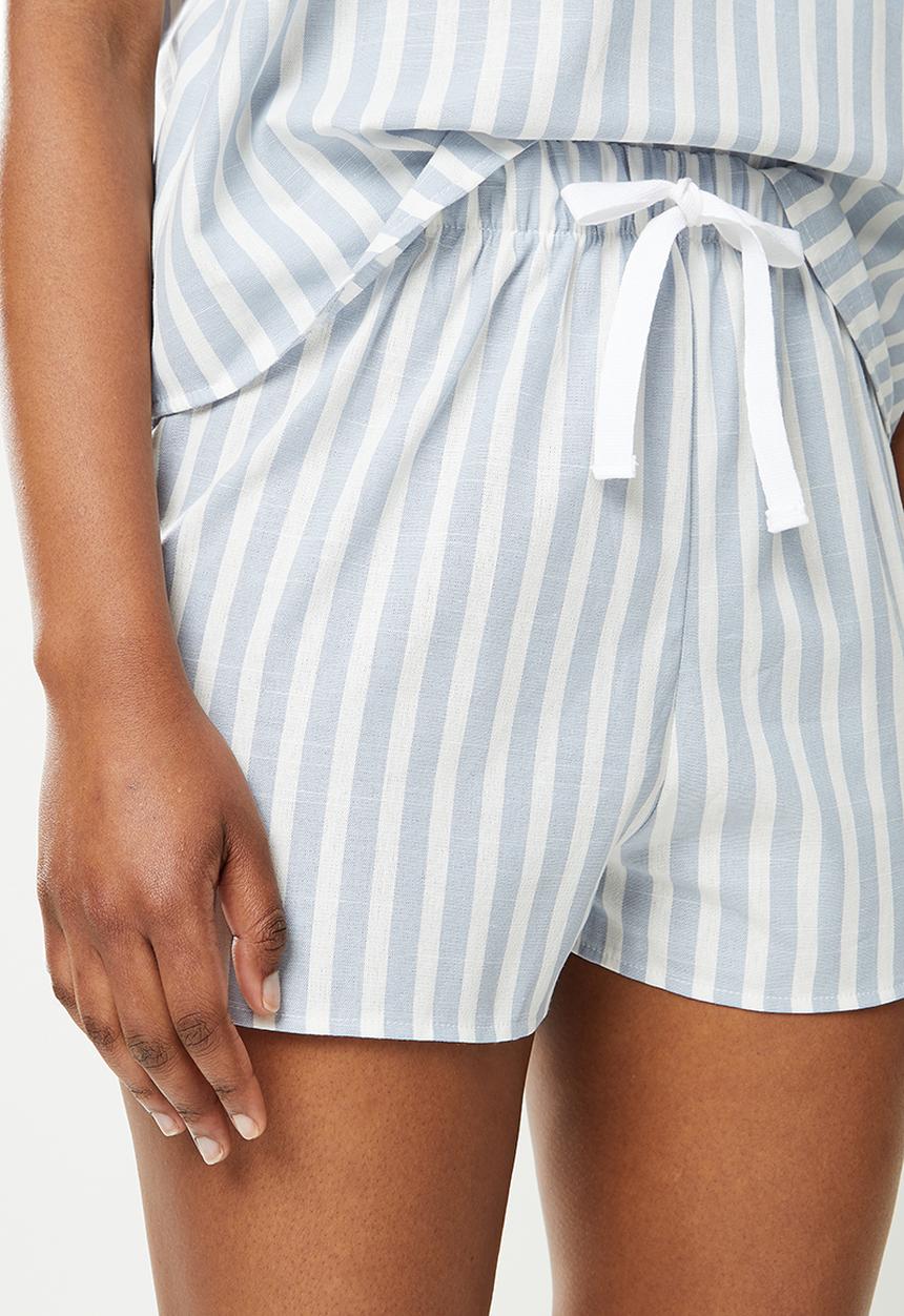 Superbalist - 100% cotton sleep cami & shorts set - blue & white 