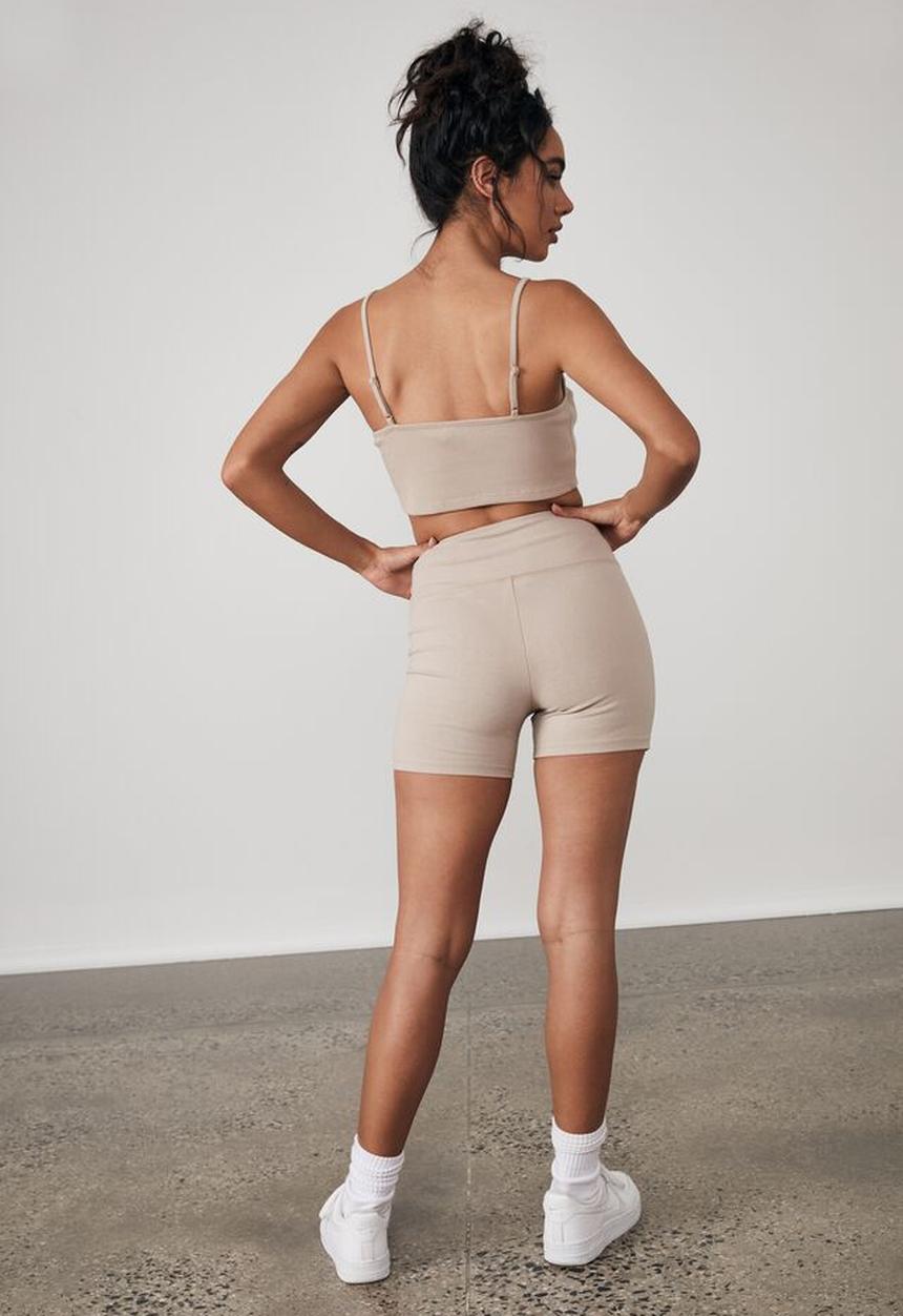 Factorie - Cheeky high waisted printed bike short - brown mushroom