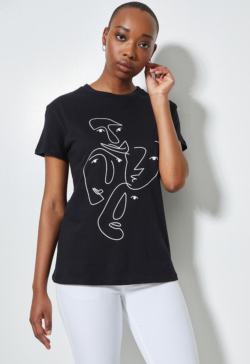 Superbalist - Doodle faces tee - black