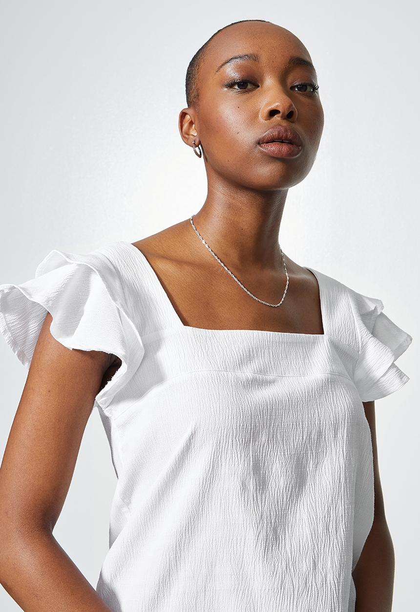 Superbalist - Ruffle sleeve blouse - white
