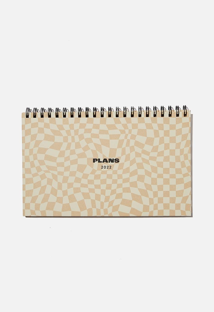 Typo - 2022 wide desk calendar - warped checkerboard driftwood