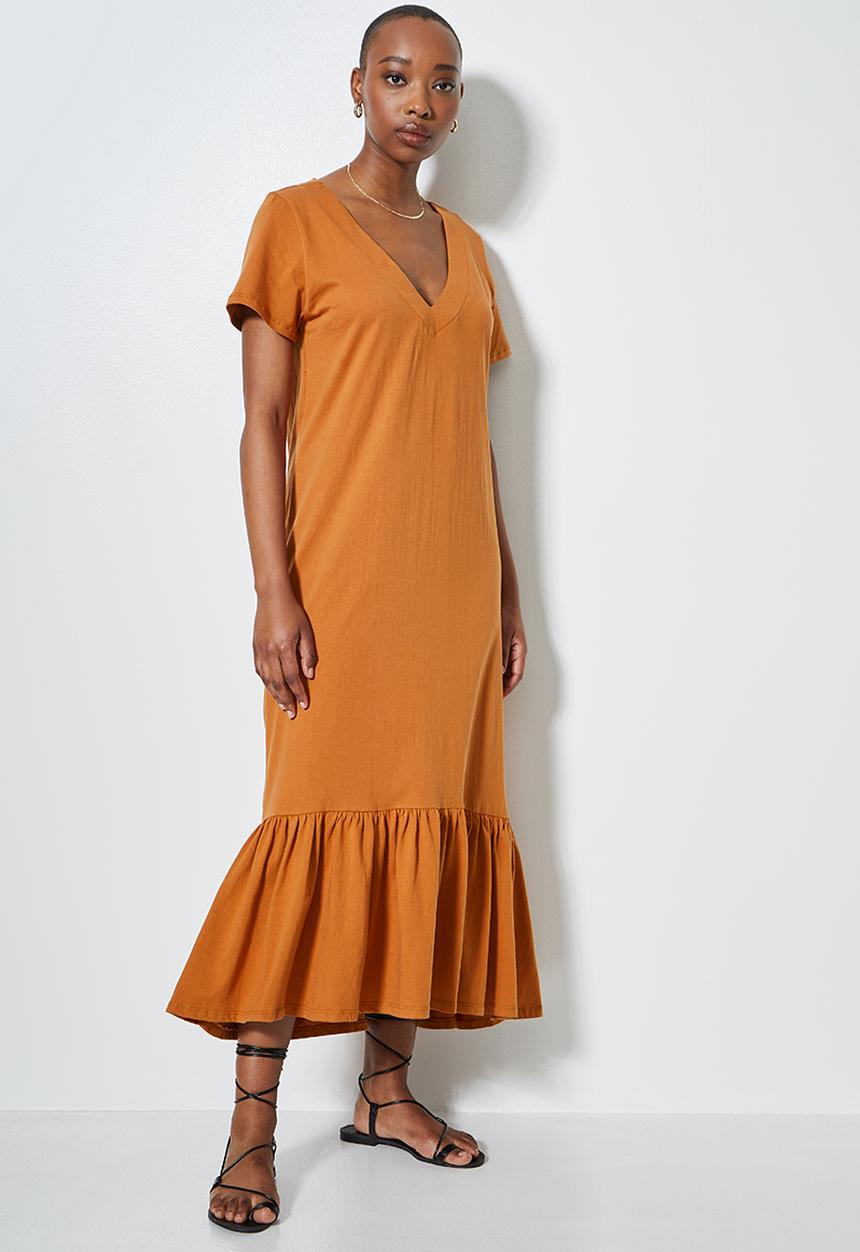 Superbalist - V-neck T-shirt dress - tobacco