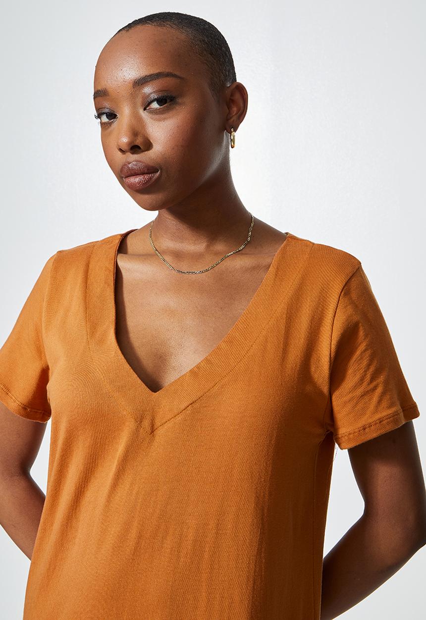 Superbalist - V-neck T-shirt dress - tobacco