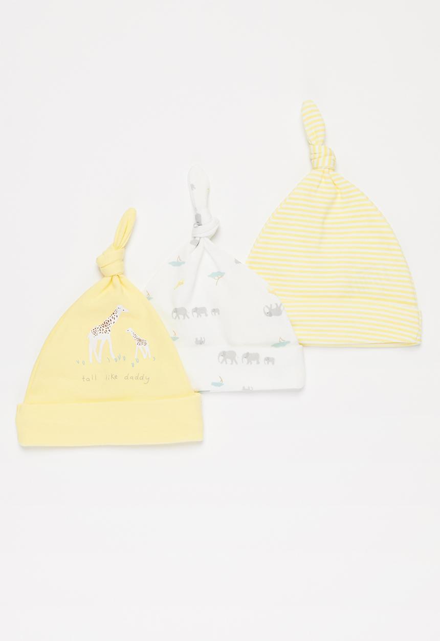 Pop Candy - Baby beanies - yellow & white 