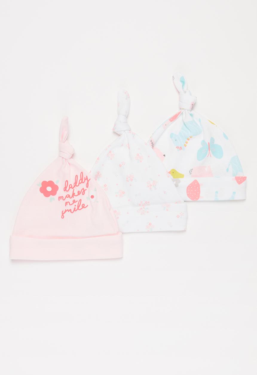 Pop Candy - Happy beanies - pink & white 