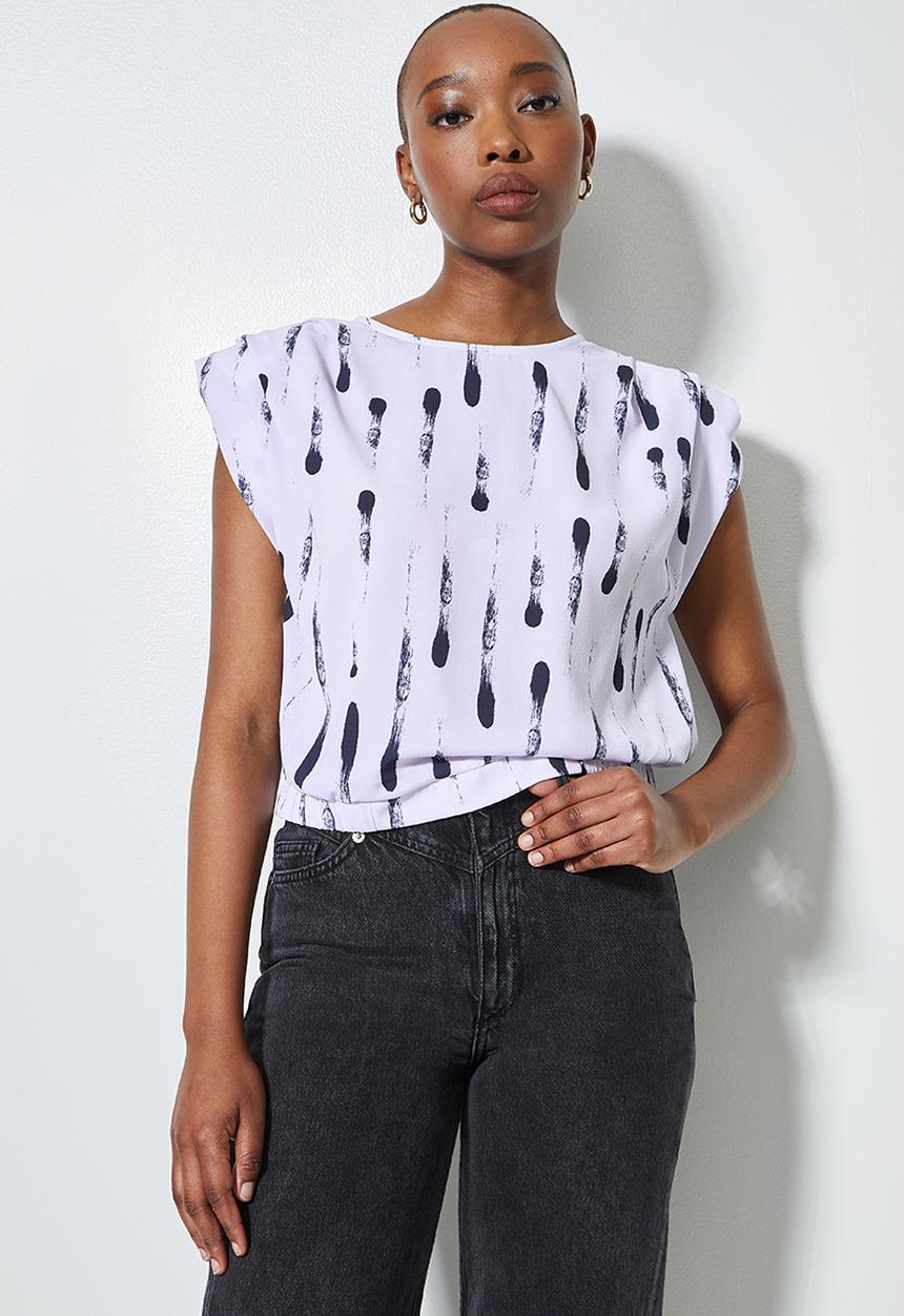 Superbalist - Grown on sleeve woven tee - white & black