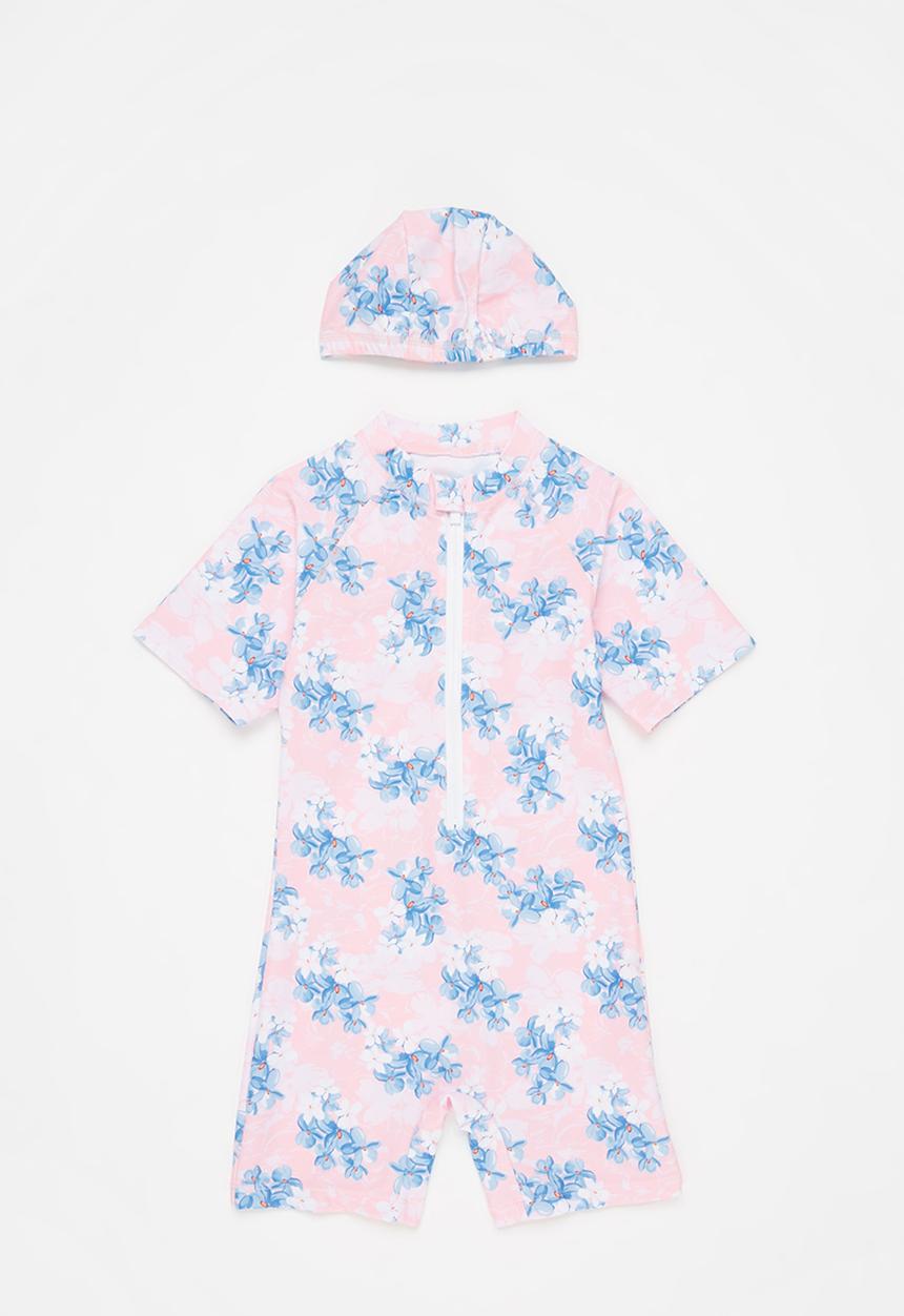 Pop Candy - Short sleeve swimsuit set - pink & blue
