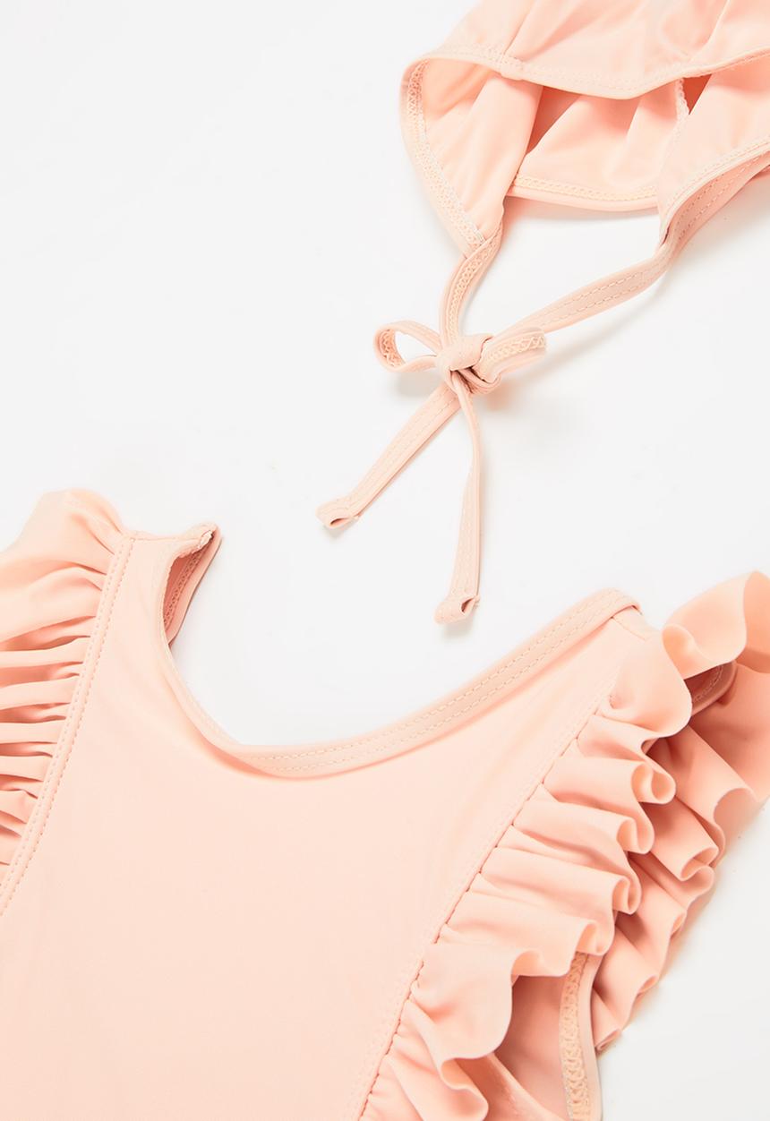 Pop Candy - Girls ruffle swimsuit and cap - peach