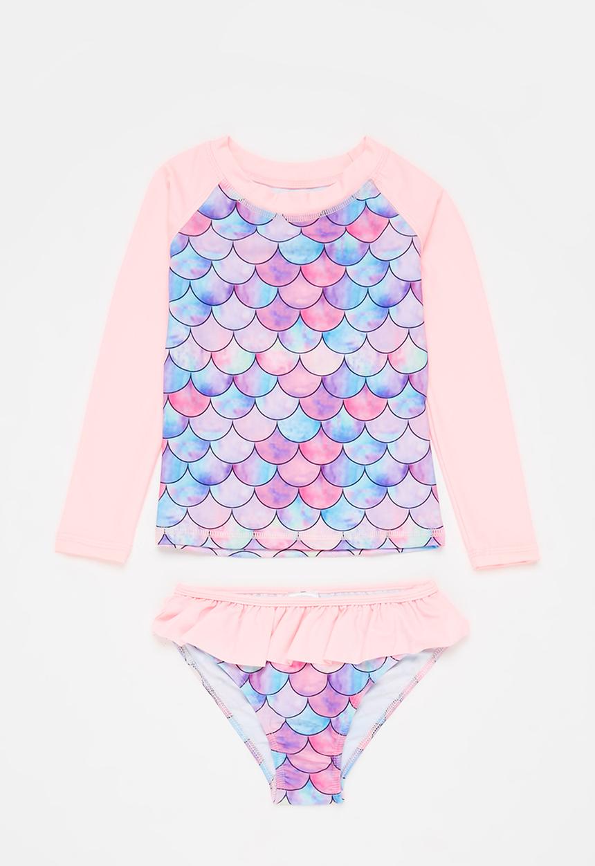 Pop Candy - Rashvest & ruffle bikini bottom set - multi