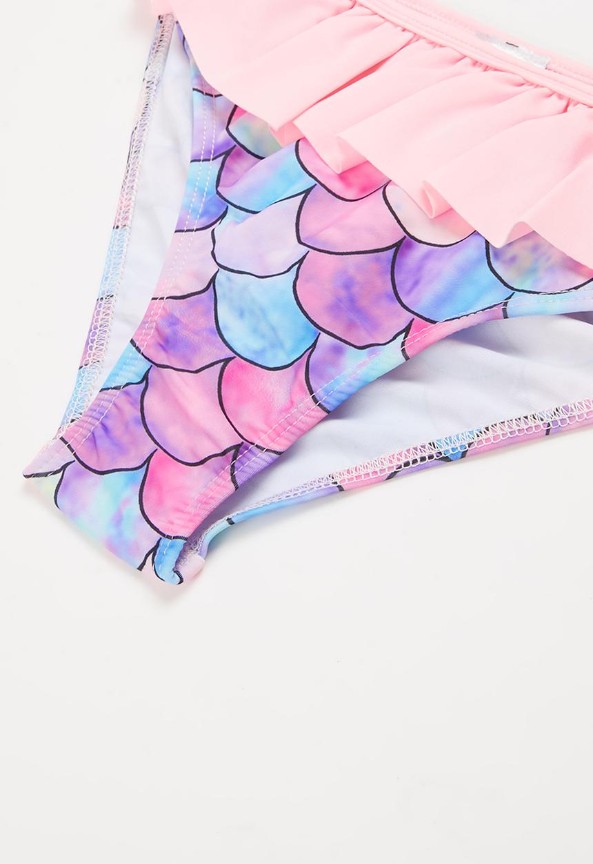 Pop Candy - Rashvest & ruffle bikini bottom set - multi
