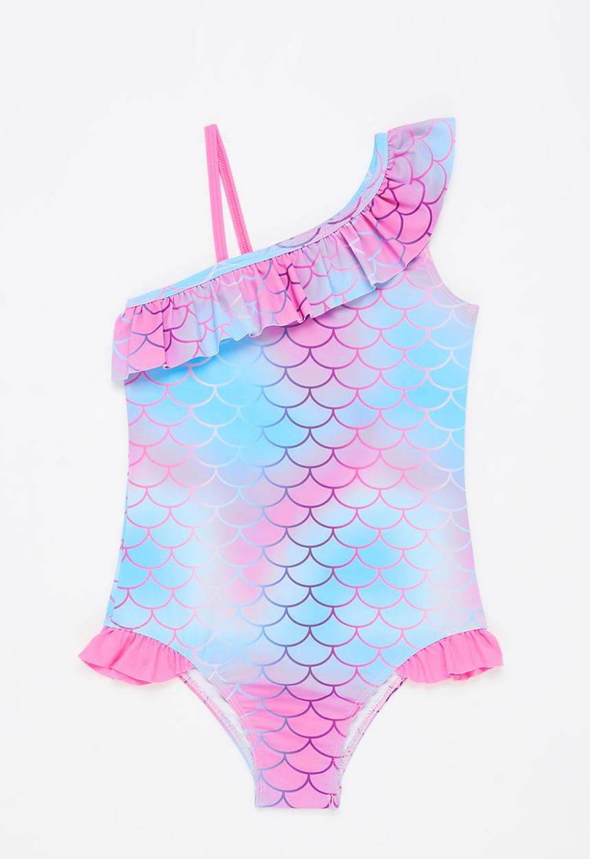 Pop Candy - One shoulder one piece bikini - blue & pink 
