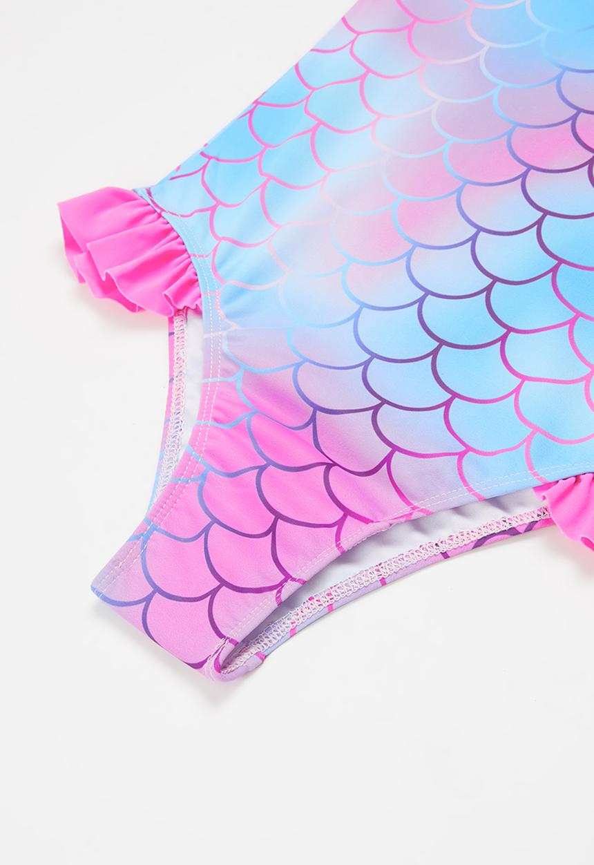 Pop Candy - One shoulder one piece bikini - blue & pink 
