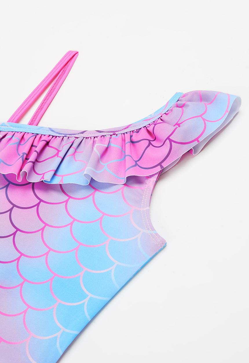 Pop Candy - One shoulder one piece bikini - blue & pink 