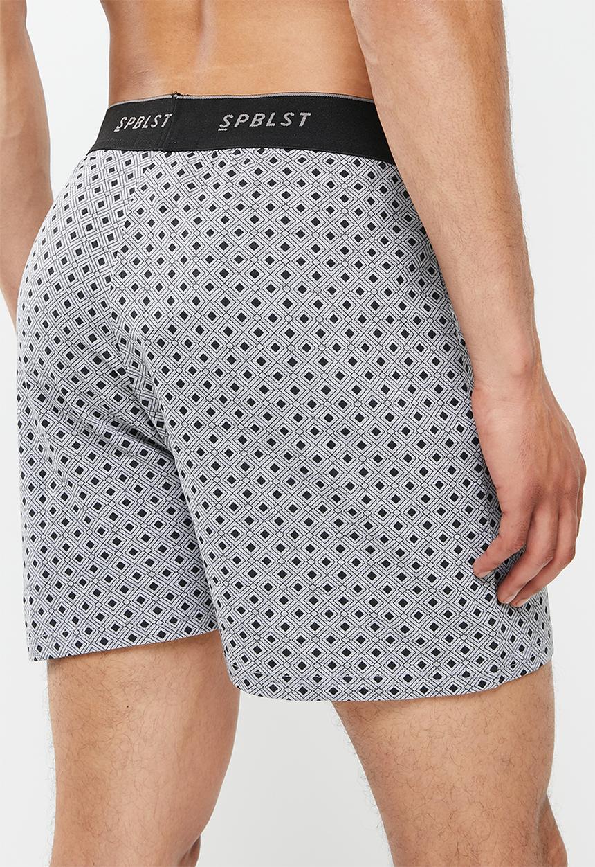 Superbalist - Printed kris knit boxer - grey & black 