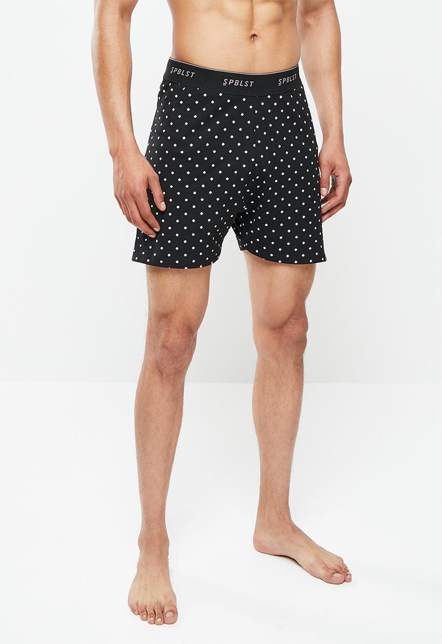 Superbalist - Printed kris knit boxer - black