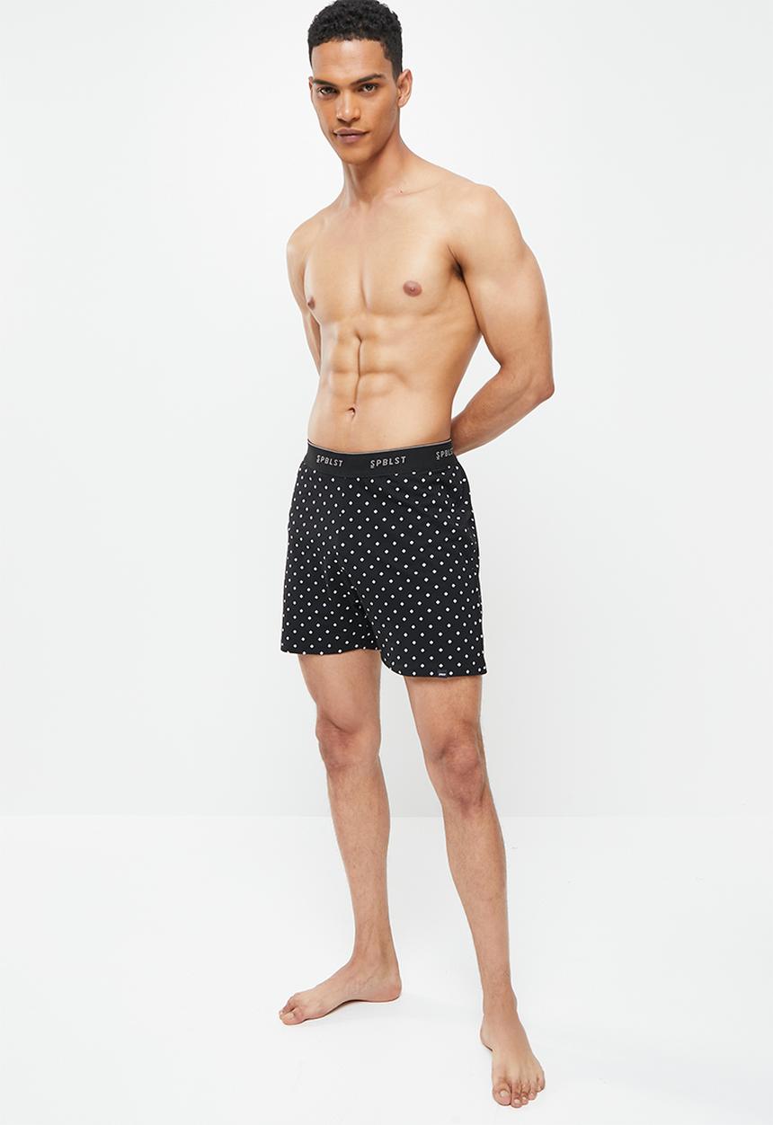 Superbalist - Printed kris knit boxer - black