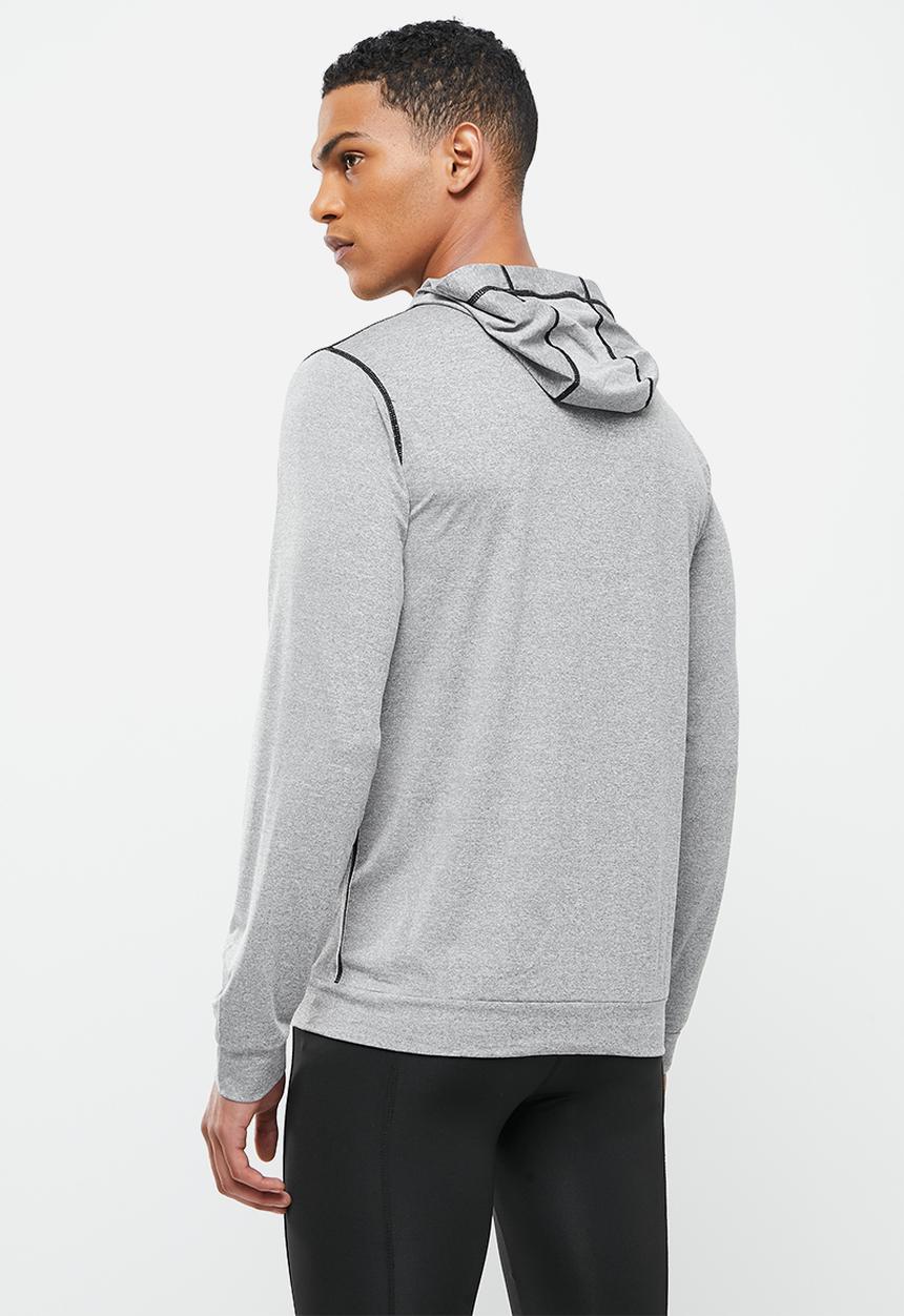 basicthread - Slim fit zip through sport hoodie - light grey