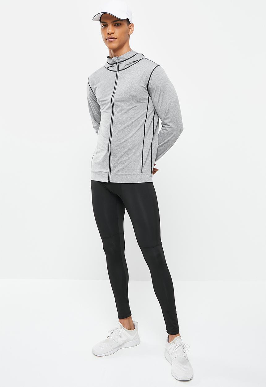 basicthread - Slim fit zip through sport hoodie - light grey
