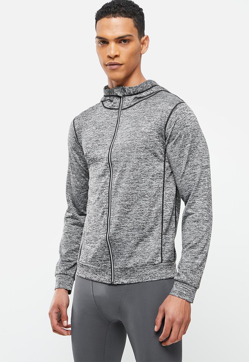 basicthread - Slim fit zip through sport hoodie - dark grey