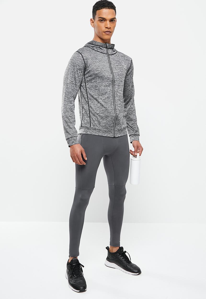 basicthread - Slim fit zip through sport hoodie - dark grey