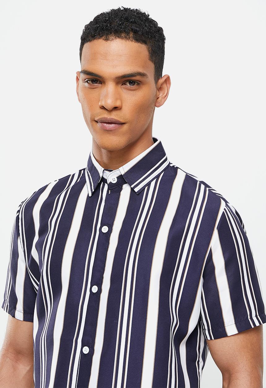 basicthread - Regular fit l.v stripe shirt - navy stripe multi